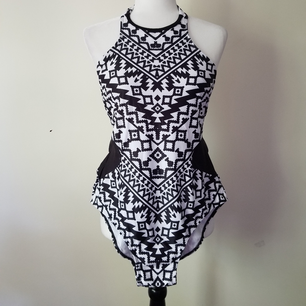 NWOT One Piece Black and White Swimsuit - Picture 1 of 5